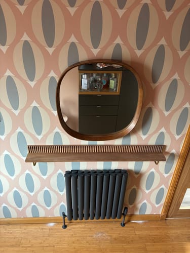 Customer photo review of Nicole - Pastel 70s Retro Beige, Peach and Blue Shades Wallpaper
