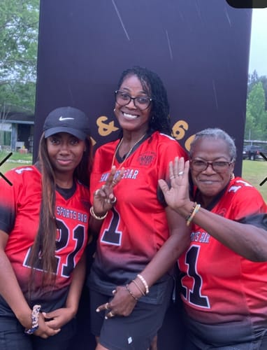 Customer photo review of Custom Red Black-White Gradient Fashion Personalized Team Football Jersey