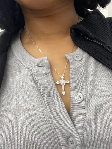 Customer photo review of Byzantine Faith Cross Pendant Necklace