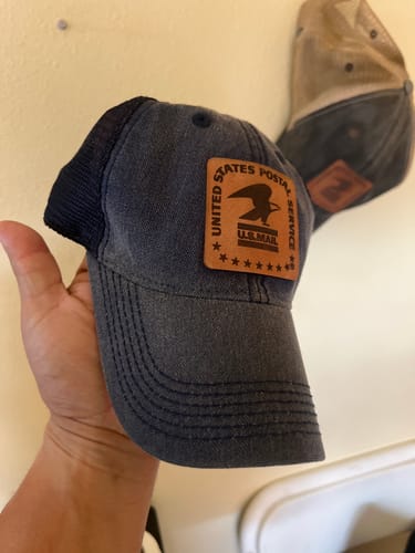 Customer photo review of Custom Leather Patch Trucker Hat - Legacy