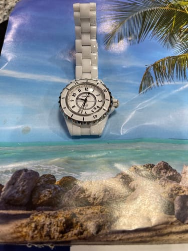 Customer photo review of J12 Date Quartz White Ceramic Black Numerals White Dial