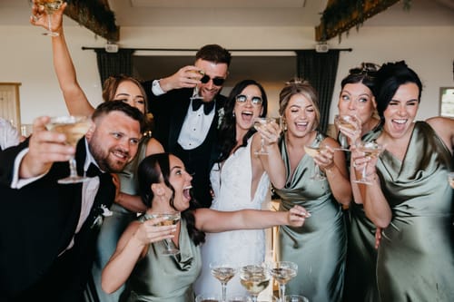 Customer photo review of Cowl Front Satin Bridesmaid Dress - Moss Green