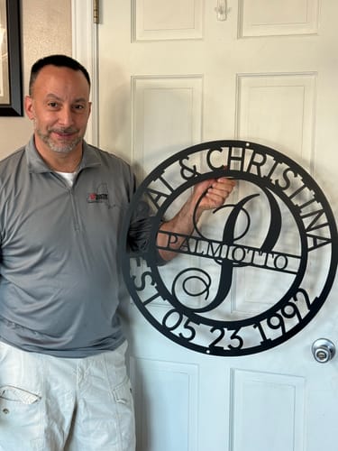 Customer photo review of Elaborate Name - Steel Sign