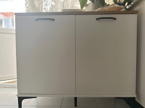 Customer photo review of Rani JE190 Kahve Köşesi Çok Amaçlı Dolap 2 Kapaklı Kiler Mutfak Dolabı Beyaz - Sepet Ceviz