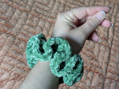 Customer photo review of Velvet Sparkle Scrunchies