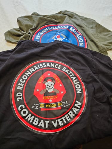 Customer photo review of Double-Sided 1st Recon Bn Veteran T-Shirt