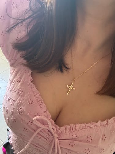 Customer photo review of Heart Cross Cord Necklace