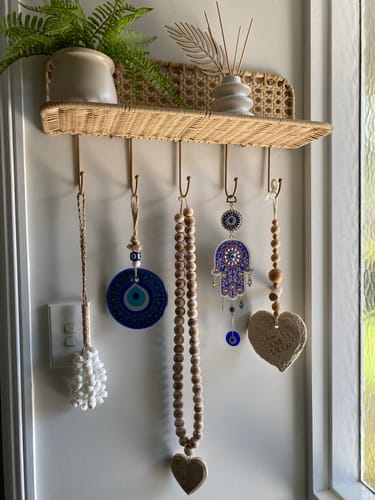 Customer photo review of Hamsa Protection Evil Eye Hanger ~ White /Blue