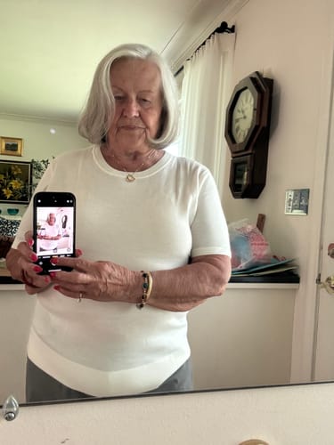 Customer photo review of Anna Crew Sweater - Dewdrop Pearl