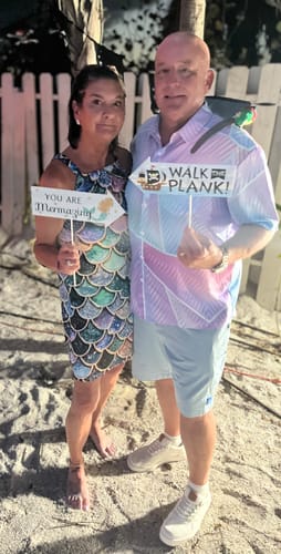 Customer photo review of Gearhumans 3D The Most Blue Sparkle Mermaid Tail In The Ocean Custom Sleeveless Beach Dress