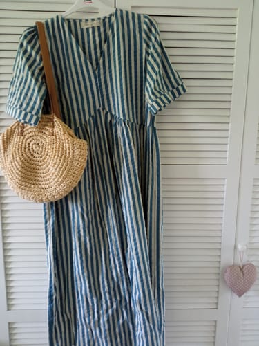 Customer photo review of Robe Edonie - Seeresucker de coton rayé bleu/blanc