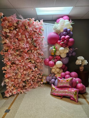 Customer photo review of 5D Boho Pink Fabric Artificial Flower Wall Event Decoration
