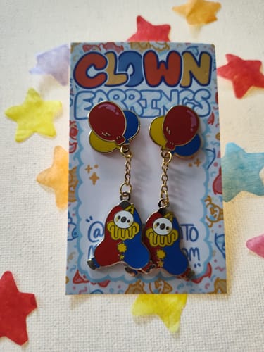 Customer photo review of Dangling Clown Earrings