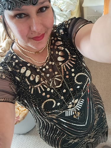 Robyn D. review of Plus Size Halle Flapper Dress - Green image 2 out of 2