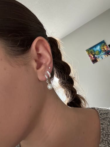 Customer photo review of Freshwater Pearls Huggie Earrings