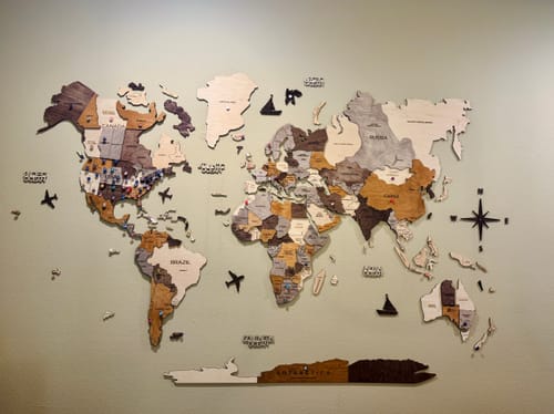 Customer photo review of 3D Wooden World Map Multicolor