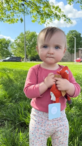 Customer photo review of rattle buddy | sienna the deer