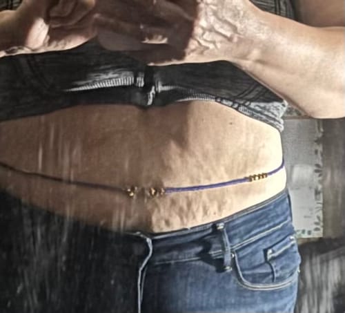 Customer photo review of Grounded Clarity Tie On Waist Beads