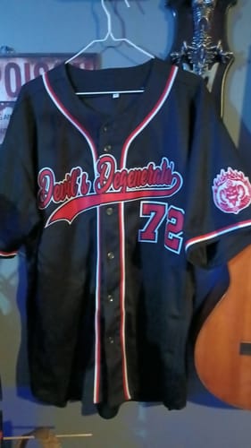 Customer photo review of Custom Black Red-White Classic Style Authentic Baseball Jersey