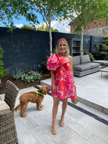 Customer photo review of Kika Vargas Mithali Floral-Print One-Shoulder Dress