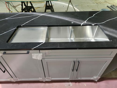 Customer photo review of 52" Large Stainless Steel Undermount Drainboard Sink - Double Bowl - Reversible (5PD15.15c)