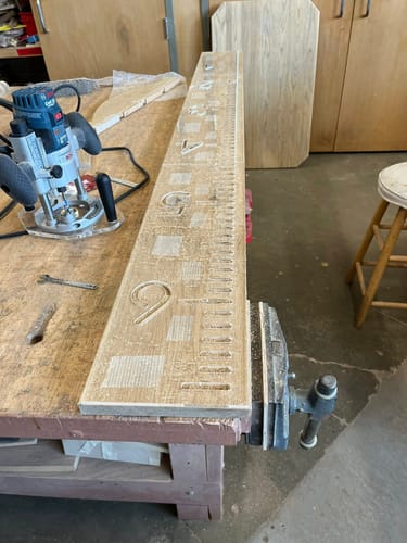 Customer photo review of 79.2X7.875" 3 Piece Growth Chart Inlay Acrylic Router Template Set