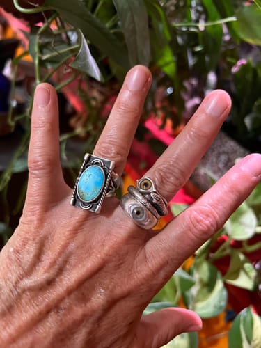 Customer photo review of Blue Hazel Silver Thick Mini Eye Ring