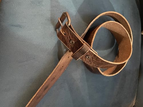 Customer photo review of The Rustic Glazed Leather Jean Belt - 1.5"
