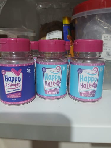 Customer photo review of Happy Hair 3 Potes + 3 Potes Grátis + 2 Potes de Colágeno (Total 8 Potes)