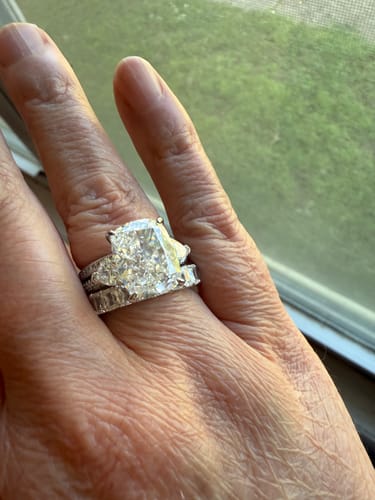 Customer photo review of Louily Elegant Radiant Cut Women's Wedding Band In Sterling Silver