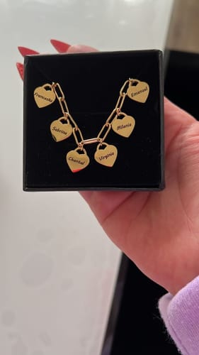 Customer photo review of Bracelet with Personalised Heart Pendants