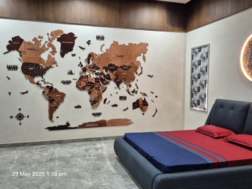 Customer photo review of 3D Wooden Texture Wooden Worldmap