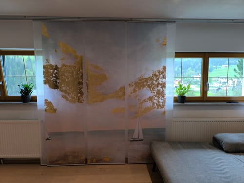 Customer photo review of Schiebegardine Motiv "Gold beige abstrakt Marmor"