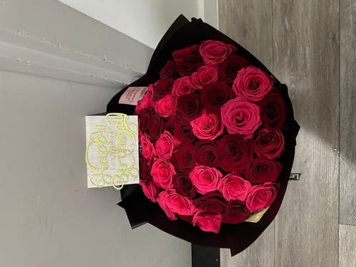 Customer photo review of Red & Hot Pink Rose Bouquet