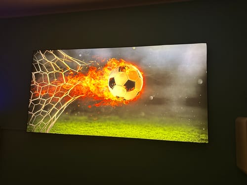 Customer photo review of Canvalight® Leuchtbild | Feuriger Fussball | Querformat