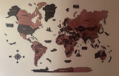 Customer photo review of 3D Wooden Texture Wooden Worldmap