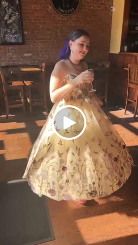 Customer video review of Strapless Corset Floral Butterfly Embroidery Midi Dress