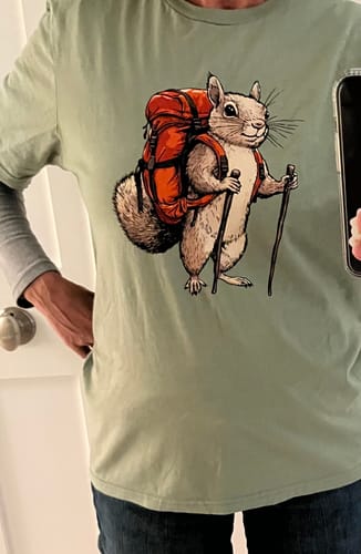 Customer photo review of Squirrel Backpacker T-Shirt