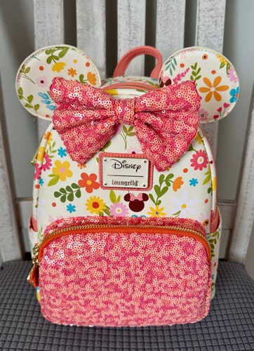 Customer photo review of Loungefly Disney Minnie Mouse Springtime Sequins Mini Backpack - 707 Street Exclusive