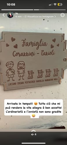 Customer photo review of Fuoriporta Personalizzato con Nomi della Famiglia in Plexiglass