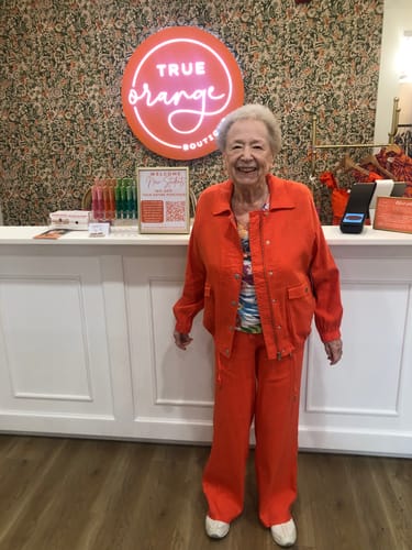 Customer photo review of Liverpool Raglan Sleeve Jacket - Clementine