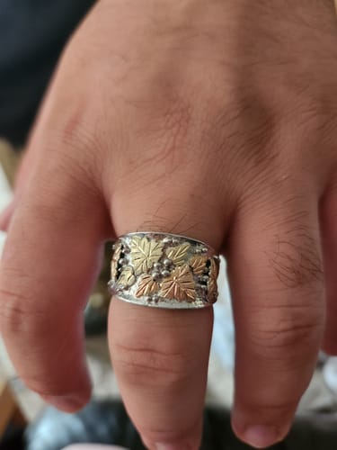 undefined review of Wide Foliage - Sterling Silver Black Hills Gold Mens Ring image 1 out of 1