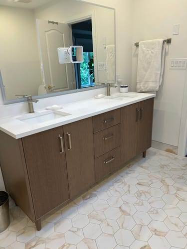 Customer photo review of Malibu 72" Almond Coast Bathroom Vanity, Double Sink