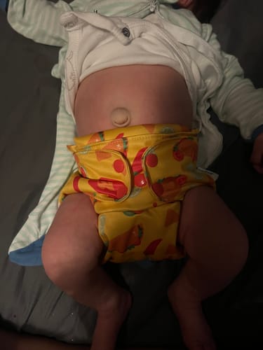 Customer photo review of Food: Essentials Pocket Cloth Diaper with Athletic Wicking Jersey, Grows with your Baby
