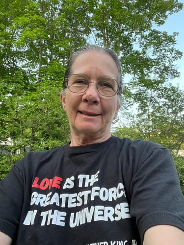 Customer photo review of MLK Love is the Greatest Force Unisex Premium T-SHIRT