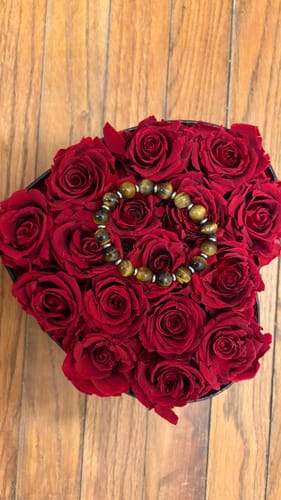 Customer photo review of South African Tiger Eye Bracelet Between Steel