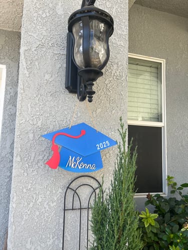 Customer photo review of Personalized Graduation Door Hanger 2025 Graduation Gift - Wooden Grad Cap Sign