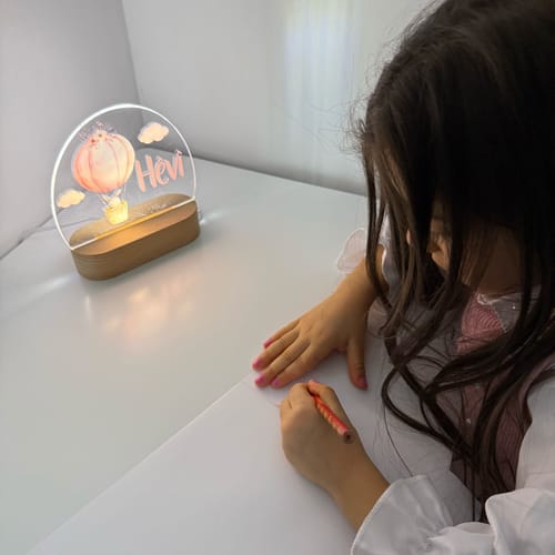 Customer photo review of Personalisierte Nachtlampe LED - Boho Bär Schlafend auf Wolken
