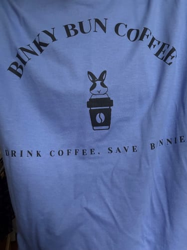 Customer photo review of Binky Bun Coffee T-Shirt
