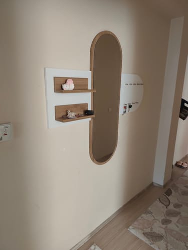 Customer photo review of Rani P3 Aynalı Duvar Askısı Boy Aynası Sepet Ceviz - Beyaz Vestiyer